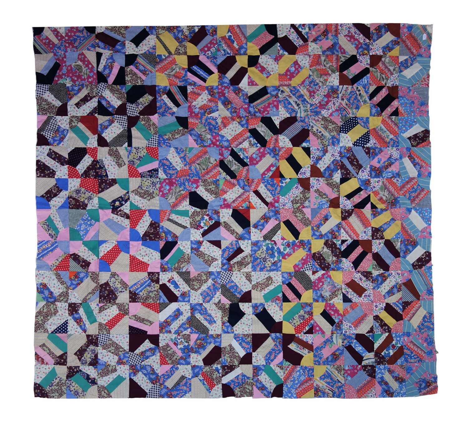 Quilt worked on pieces from the 1941 Sears Roebuck catalogue (TRC 2018.3129).