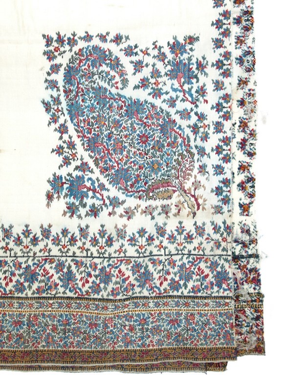 Detail of a European shawl from the 19th century with the buteh/paisley motif (TRC 2019.2029).