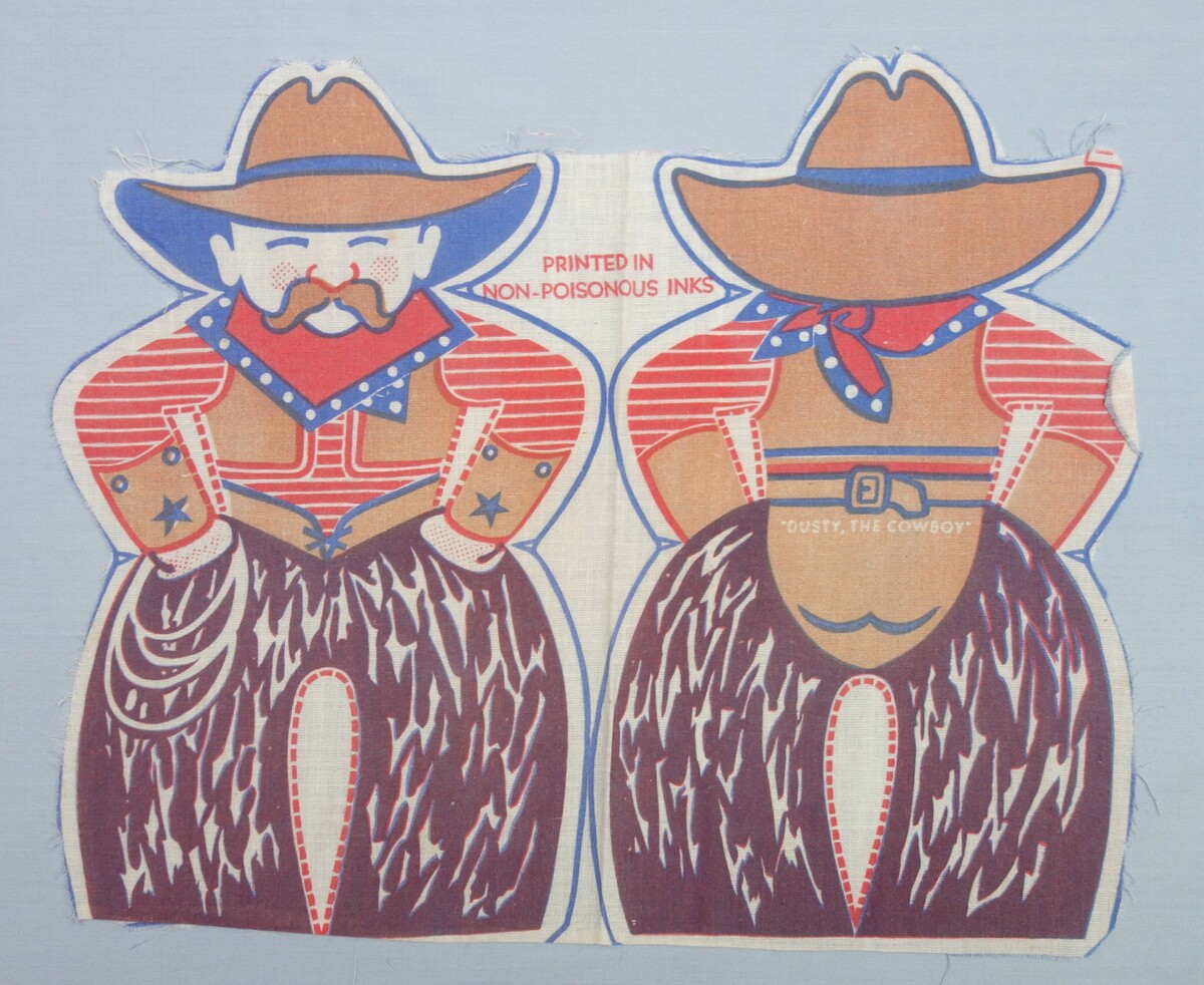 Printed doll: "Dusty, the cowboy." Sugar sack, USA, 1935 (TRC 2019.2906).