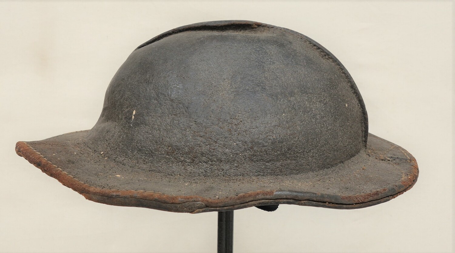 Leather hat or helmet with an unknown origin (TRC 2021.1963).