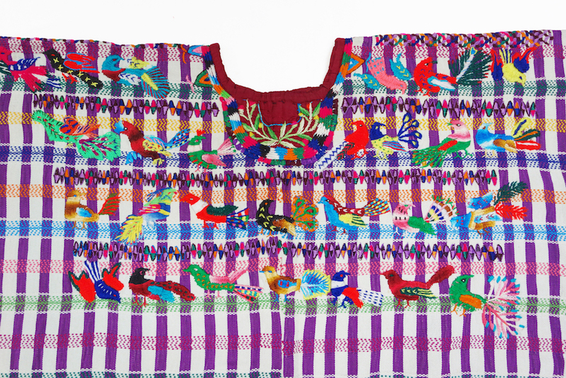 Detail of an embroidered huipil from Guatemala (TRC 2021.1970).