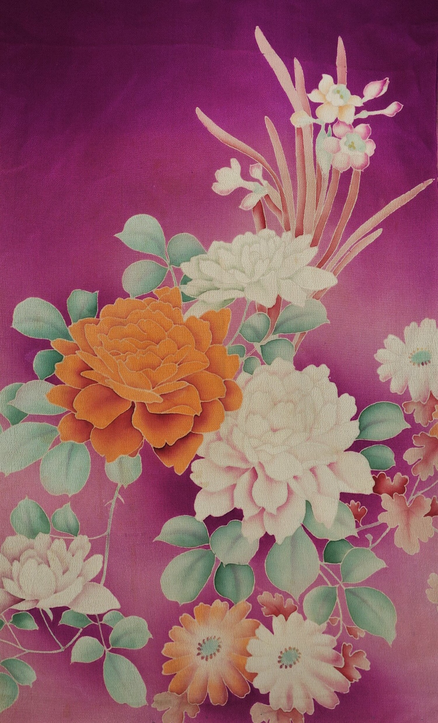 Detail of some of the flowers decorating a young girl’s kimono, Japan,1926 (TRC 2021.2137).