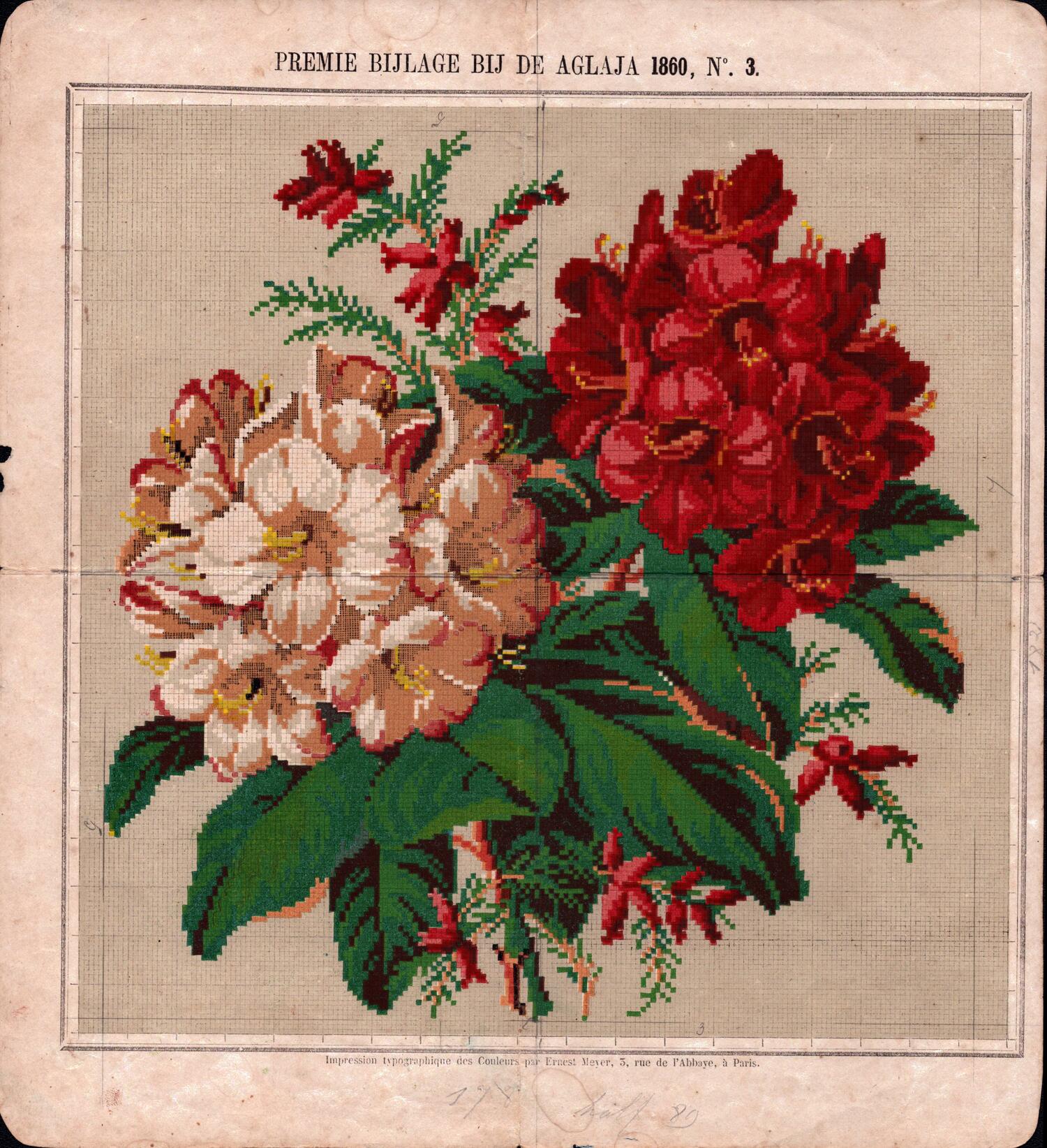 Berlin wool work chart, from the Dutch journal Aglaja, 1860, No. 3 (TRC 2023.2262).