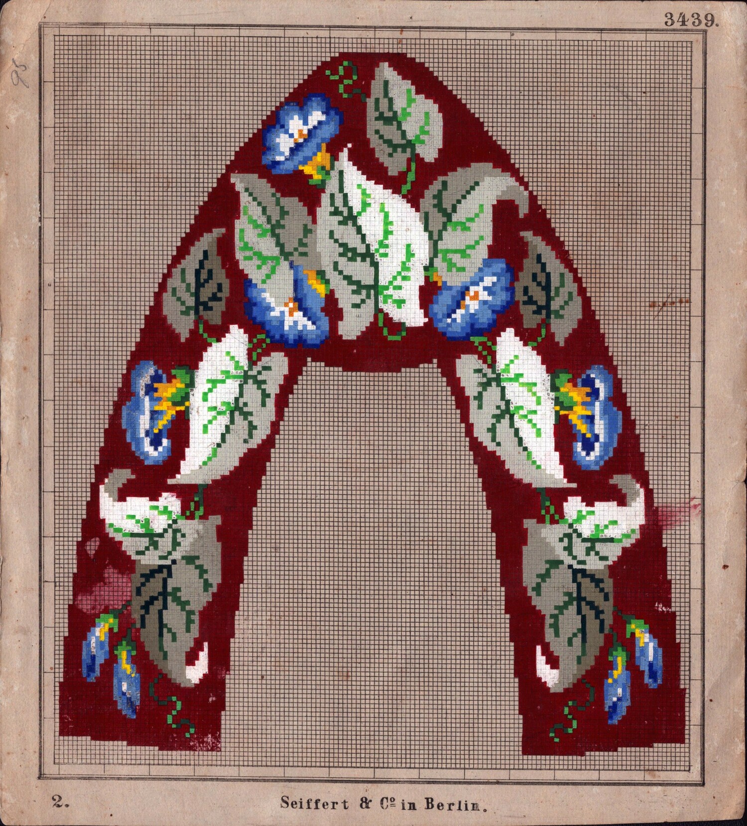 Berlin wool work chart for slippers, Germany, mid-19th century (TRC 2023.2278).