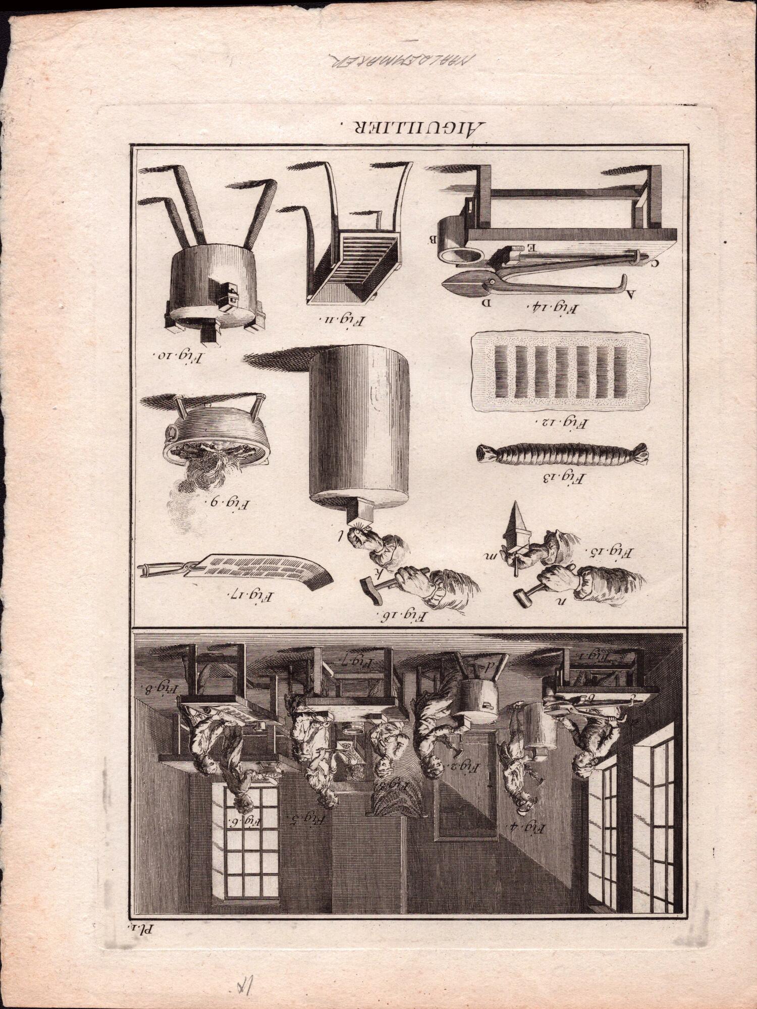 French print with the production process of machine-made needles (TRC 2023.2348).