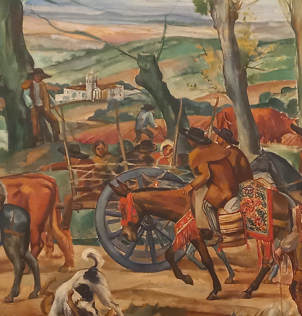 Detail of a painting by Samão César Dórdio Gomes (1890-1976), showing horses caparisoned with Arraiolos cloths. Photograph by the author.