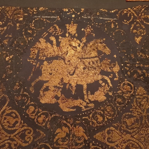 Detail of the 11th century so-called Rider's Mantle, Diocesan Museum Bamberg. Photograph by author.