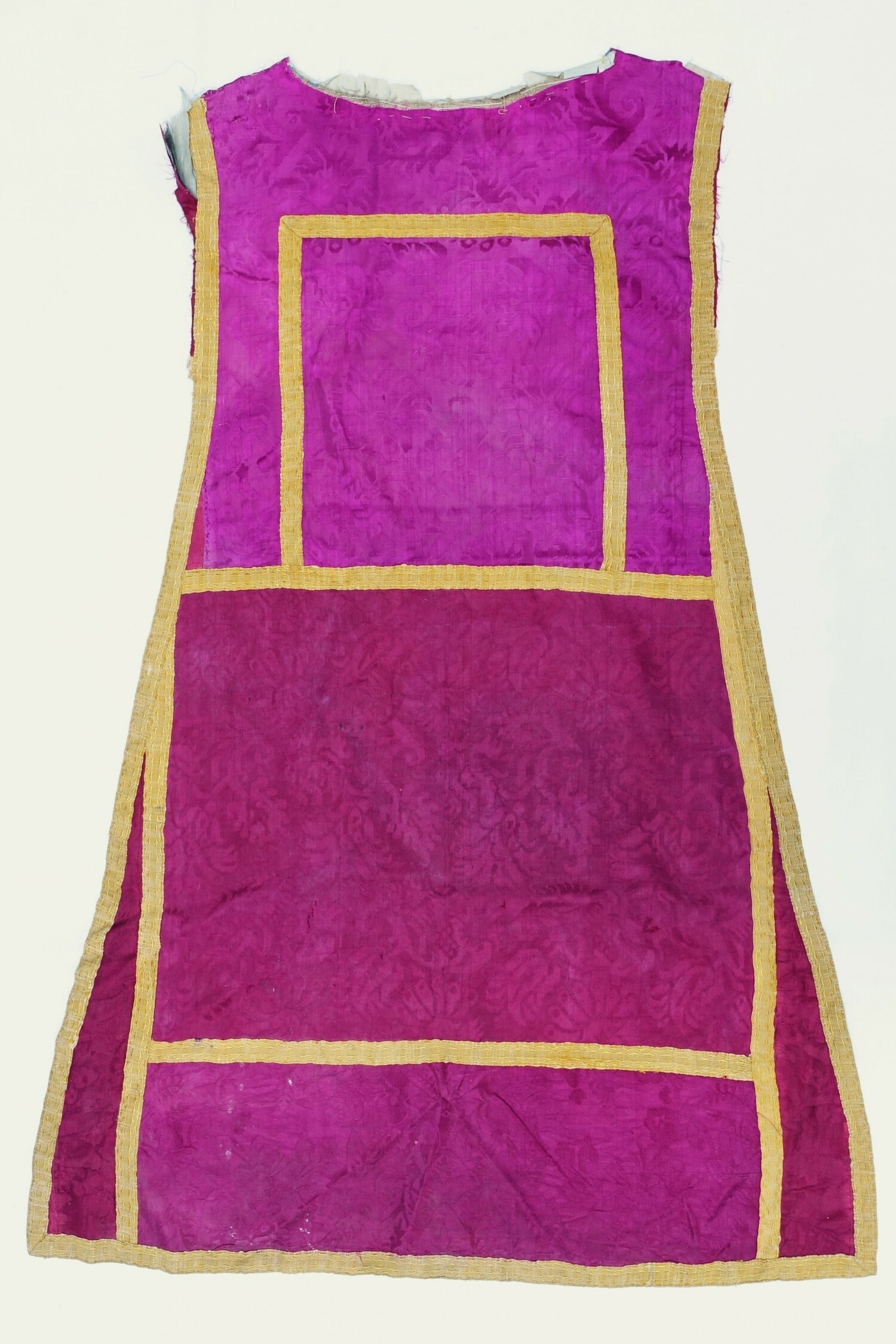 Part of a chasuble, Europe, 18th century (TRC 2024.3070). It is made up of four layers of cloth.