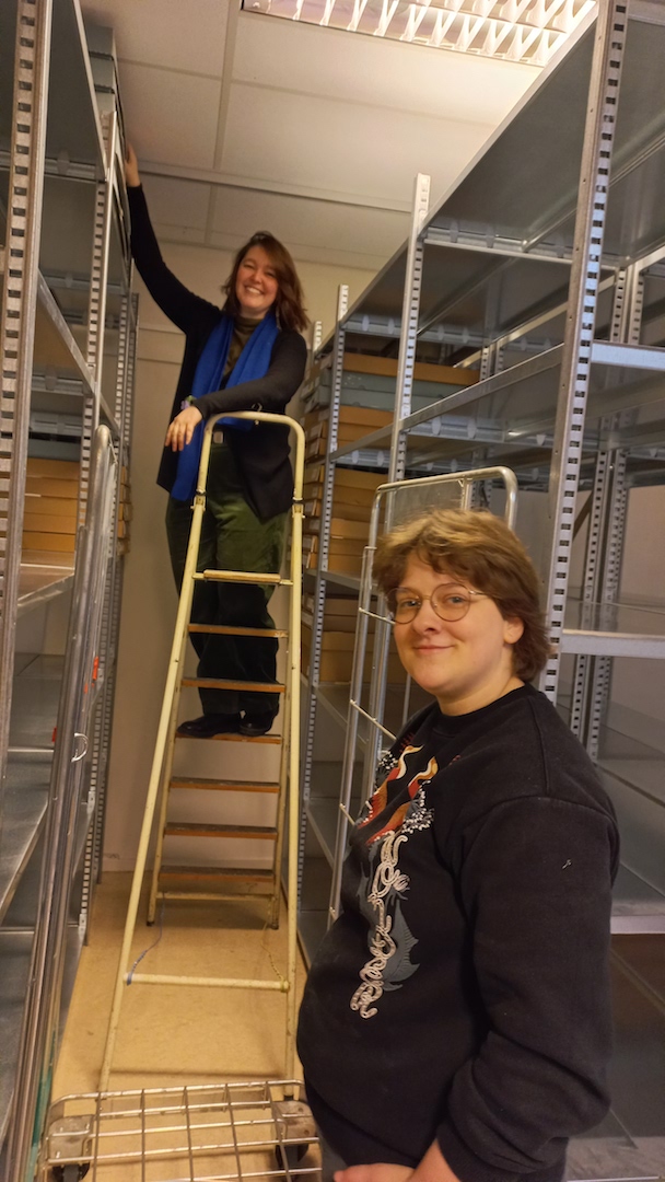 Two TRC colleagues helping to move the c. 4,000 boxes with the TRC collection. Thursday, 15th January 2026.
