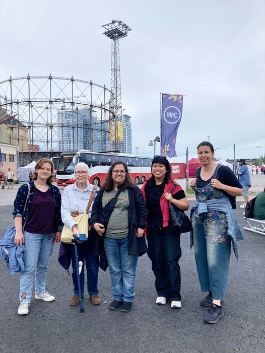TRC volunteers on the ErasmusPlus study tour to Finland. (l to r) Emilie Lambert, Shelley Anderson, Maria Linkogle, Maraiah Hartweg, Hanke van Prooije.