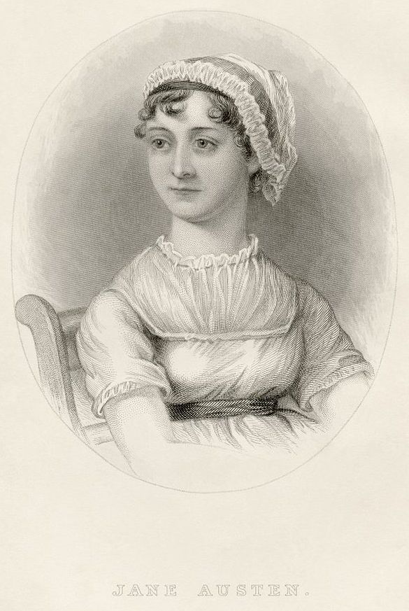 Portrait of Jane Austen, wearing a chemisette, from the memoir by J. E. Austen-Leigh (1871), based on a sketch by Cassandra Austen.