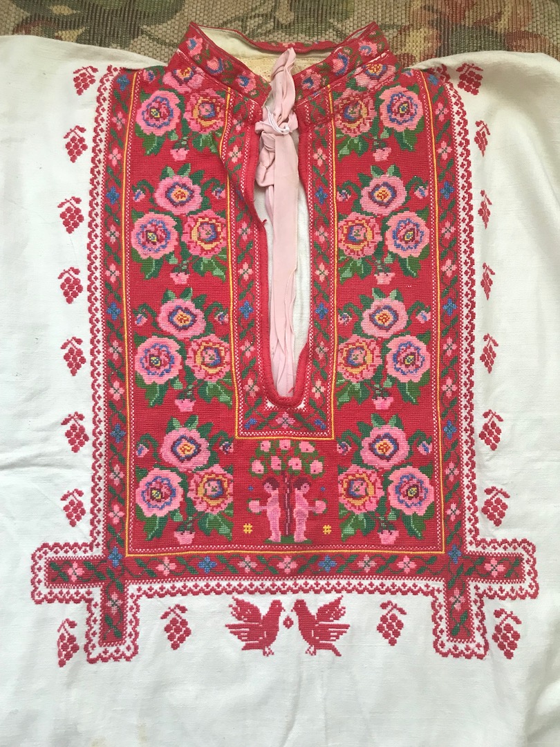 Embroidered chest panel for a woman's blouse from former Czechoslovakia, 20th century. Donation by May Suykerbuick.