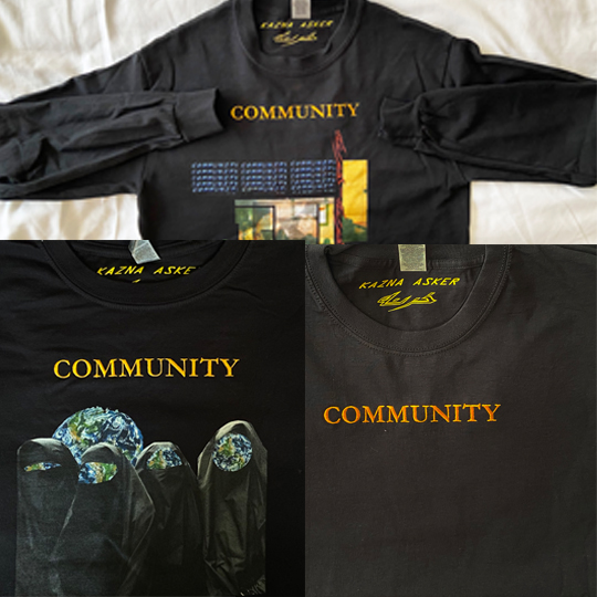 Various T-shirts designed by Kazna Asker.