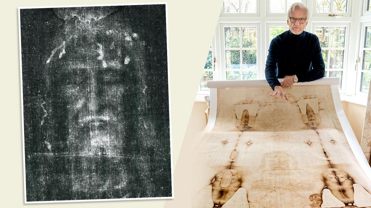 David Rolfe, alongside a scan of the shroud, believes the fact the face is clearer in photo negatives raises questions about when it was created. Jeff Moore.