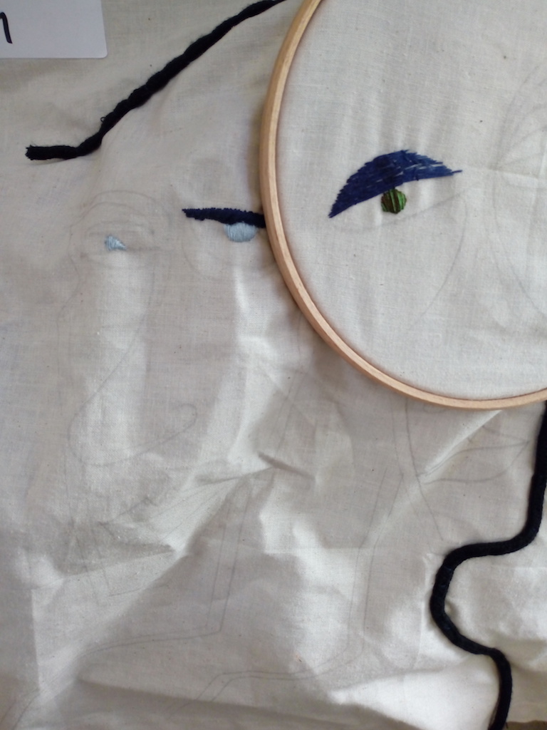 Hand drawn design by Karim Adduchi, for the Project Social [Distancing] Fabric (2020). Photograph by Shelley Anderson.