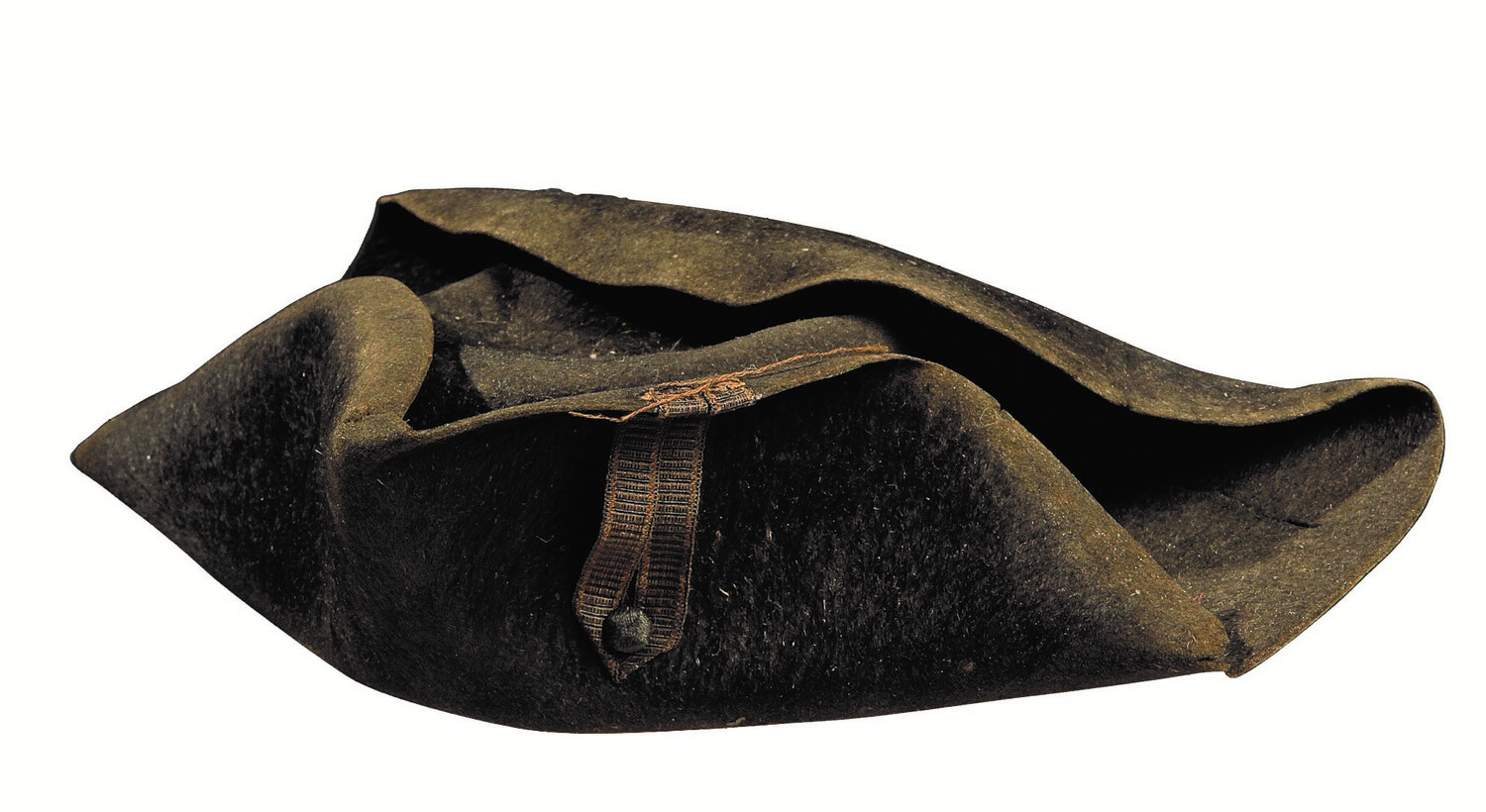 Miniature bicorn hat, made for a journey man's examination, Leiden 1796 (TRC 2010.0056).