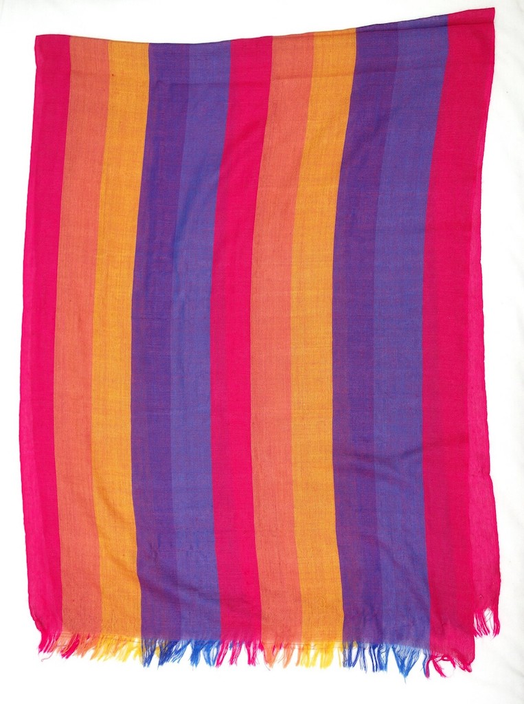 Woman's shawl inspired by the LGBTQ flag, Equador, c. 2002 (TRC 2019.1996).