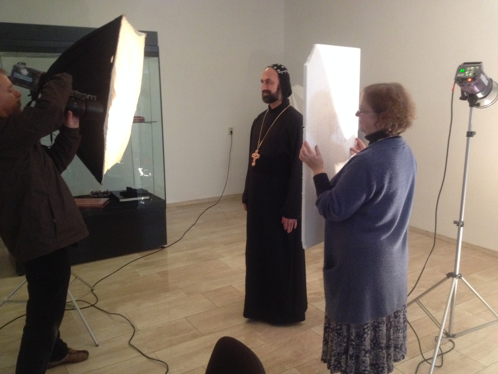 Joost Kolkman photographing Father Antonios of the Syriac Orthodox Church in the St. Ephrem monastery, Glane, the Netherlands. Thursday, 5th October 2017.