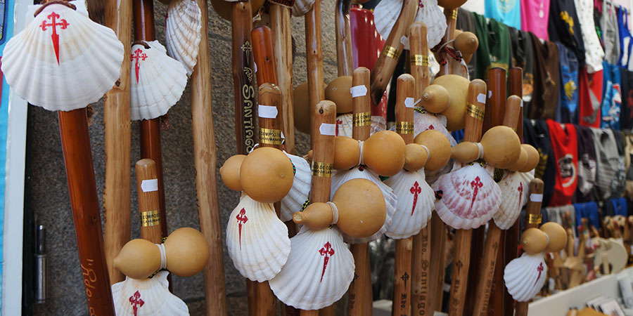 Scallop shells displayed in Santiago de Compostela.